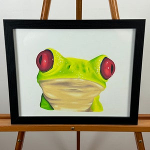 Green Tree Frog Original Colored Pencil Art Portrait 5.0 (10)