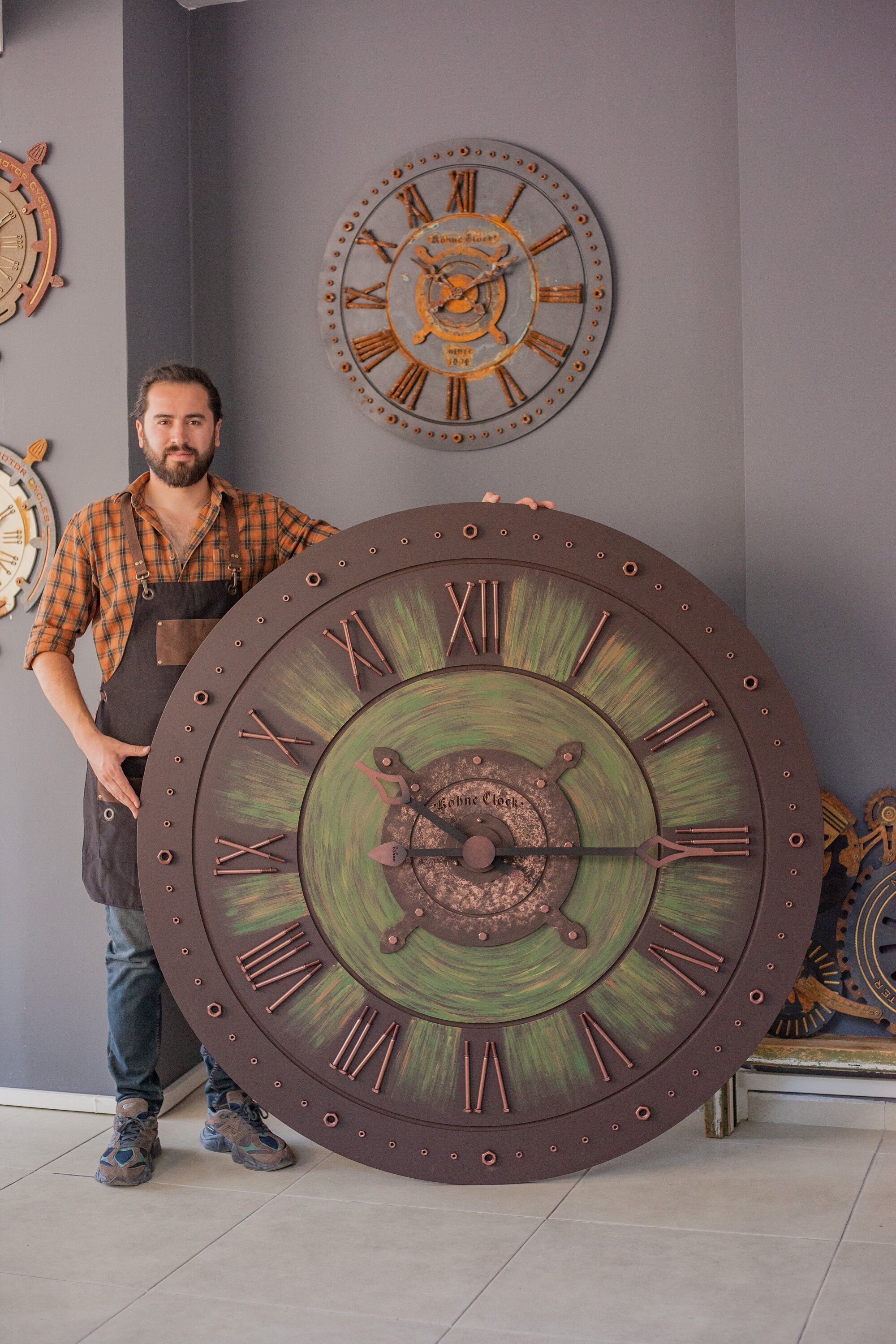 幸せな風 Relojes de Pared, Números rusos Gigantes Bricolaje Reloj