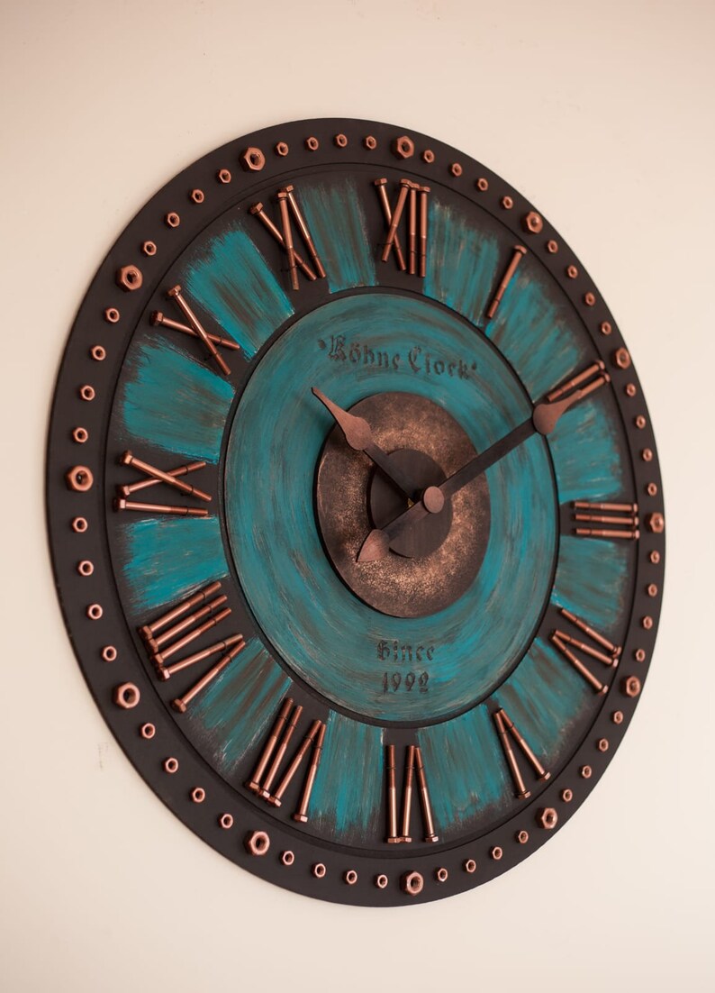 Wall Clockblue Wall Clocklarge Wall Clock large Wall Etsy