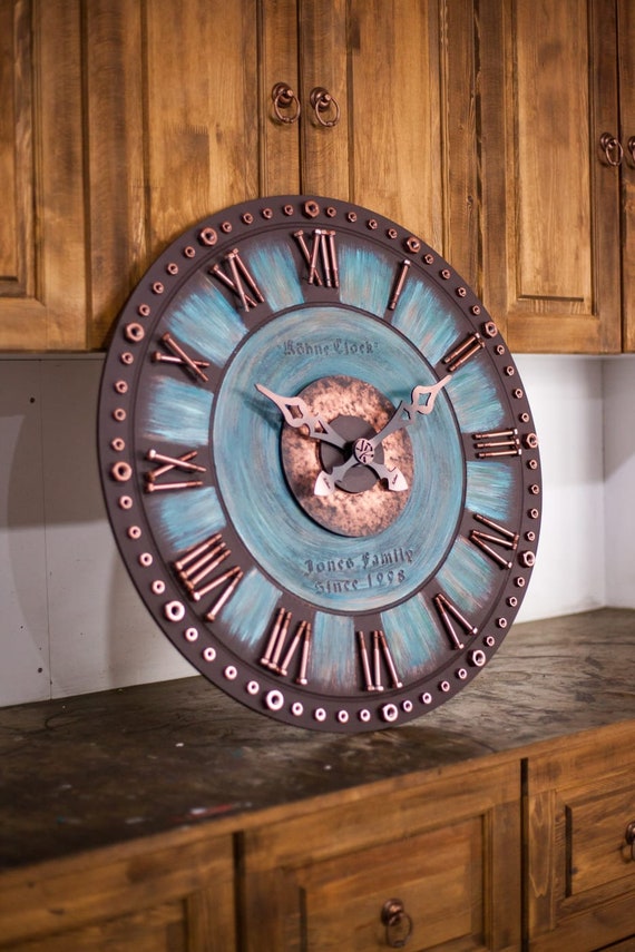 Wall Clockblue Wall Clocklarge Wall Clock large Wall Etsy