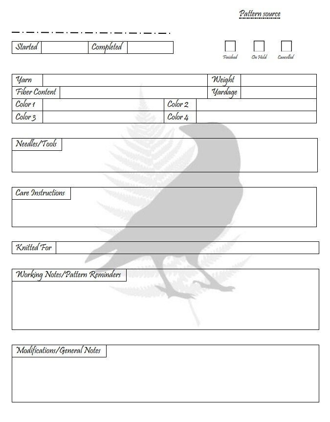 Knitting Project Template - Etsy