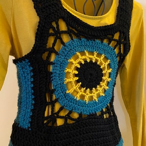 Crochet 1970s Hippie Boho Vest