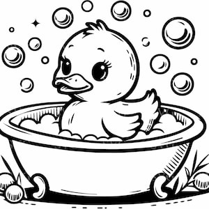 Canard dans la baignoire SVG | 4 fichiers mignons découpés en canard pour bain moussant | Clipart animal pour Cricut, Silhouette | Déco pour enfants