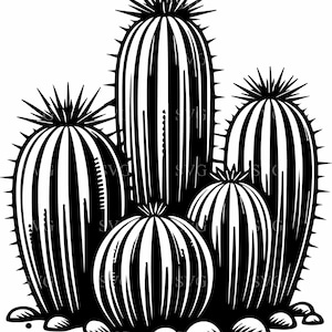 Fichier de coupe SVG cactus, silhouette succulente du désert 4, clipart plante Western Ranch, conception Boho du sud-ouest pour Cricut