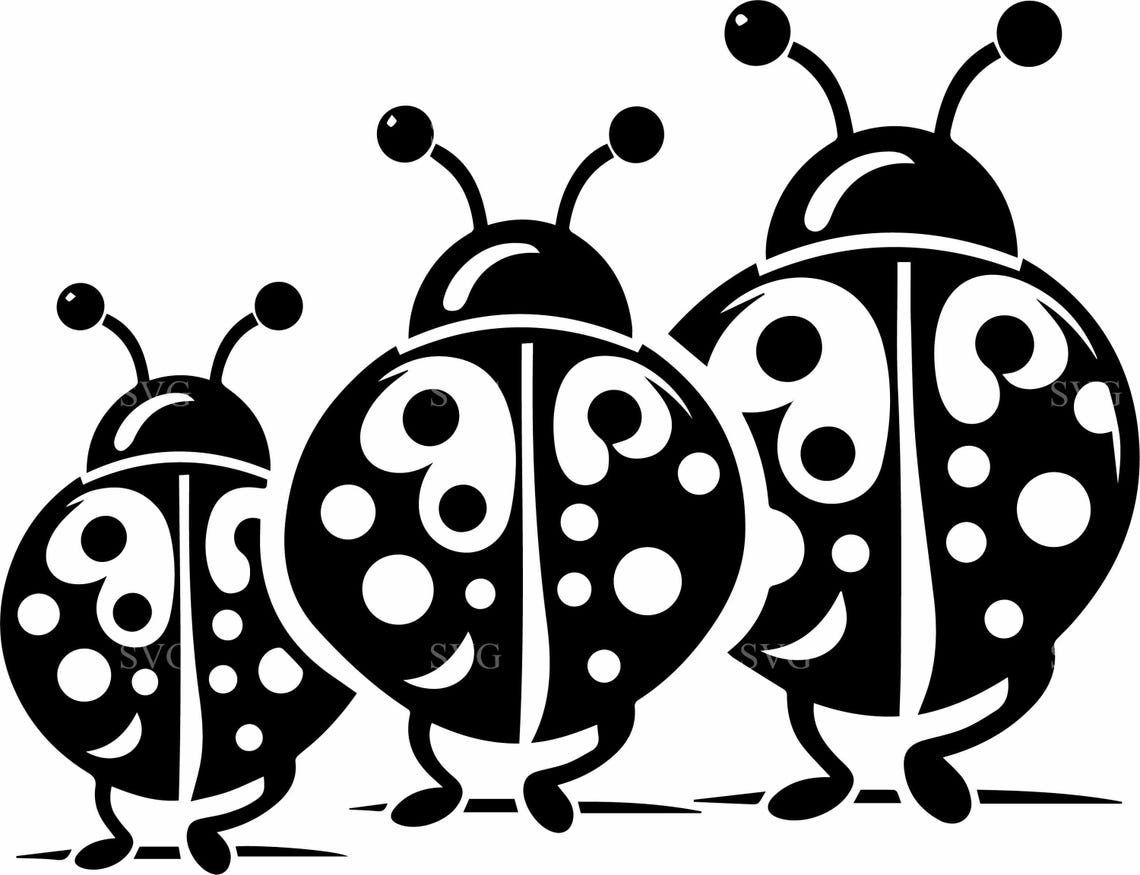 7 Ladybug Trio SVG – Insect Silhouette Cut File for Spring Crafts ...