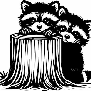 5 raton laveur SVG coupe fichier, 5 mignons silhouette d'animaux des bois, vecteur d'amis de la forêt, conception de la faune rustique Cricut