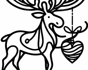 5 Moose Heart SVG Cut File – Valentine Crafts, Holiday Decor (Digital Download)
