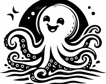 Cute Octopus SVG - 4 Adorable Ocean Creature Clipart for DIY Crafts, Decals & Marine-Themed Designs