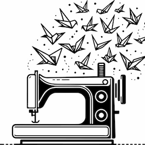 5 Origami Nähmaschine SVG - 5 Papierkranich Handwerk Design - Einzigartige Silhouette Schnittdatei für Cricut-Hersteller, Nähgeschenke, Kunstdekor