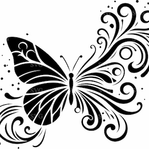 6 Schmetterling Swirl SVG 6 Schnittdatei | Dekorative Schmetterling Silhouette für Cricut | Elegantes Insektendesign für Vinyl Crafts
