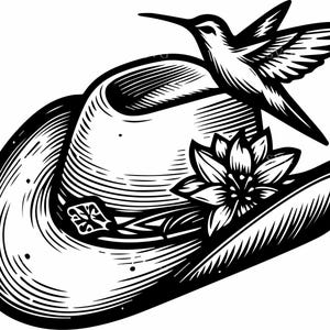 4 Sombreros de vaquera SVG – Archivo de corte Western Floral Colibrí para Cricut, diseño rústico femenino para camisetas, pegatinas y decoración de pared. imagen 2