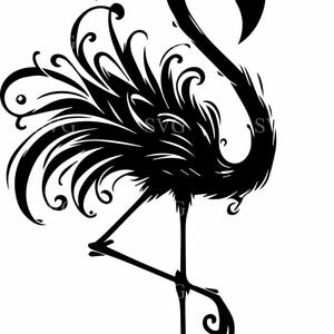 Flamant rose élégant fichier coupé SVG 4, Silhouette ornée de flamant rose pour travaux manuels, clipart oiseau décoratif Design