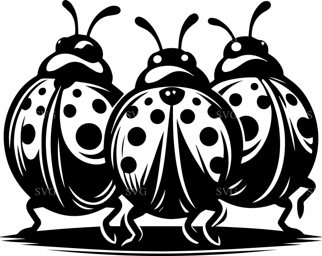 7 Ladybug Trio SVG – Insect Silhouette Cut File for Spring Crafts ...