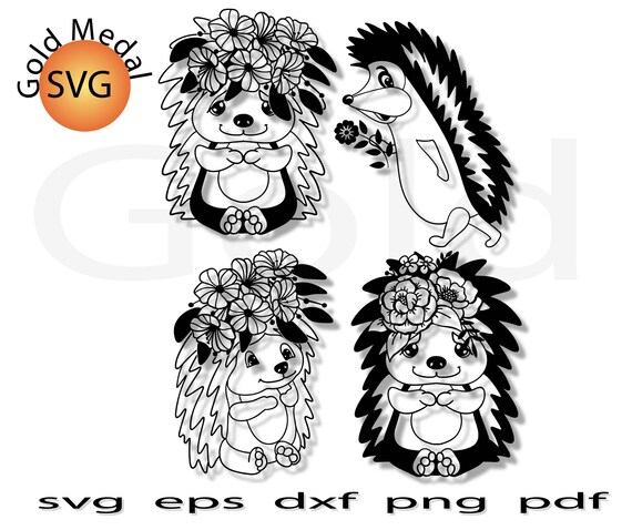 Download Floral Hedgehog Svg Bundle Flower Logo Emblem Funny Cute Etsy