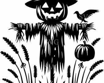 6 Spooky Scarecrow Halloween SVG, Jack-o-lantern Cut File, Fall Decor Clipart (Digital Download)