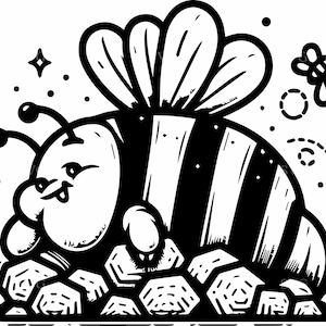 6 Clipart abeille drôle, 6 cliparts bourdon mignon avec nids d'abeilles, dessin animé insecte heureux, art abeille ludique, fichier de coupe artisanat pour enfants