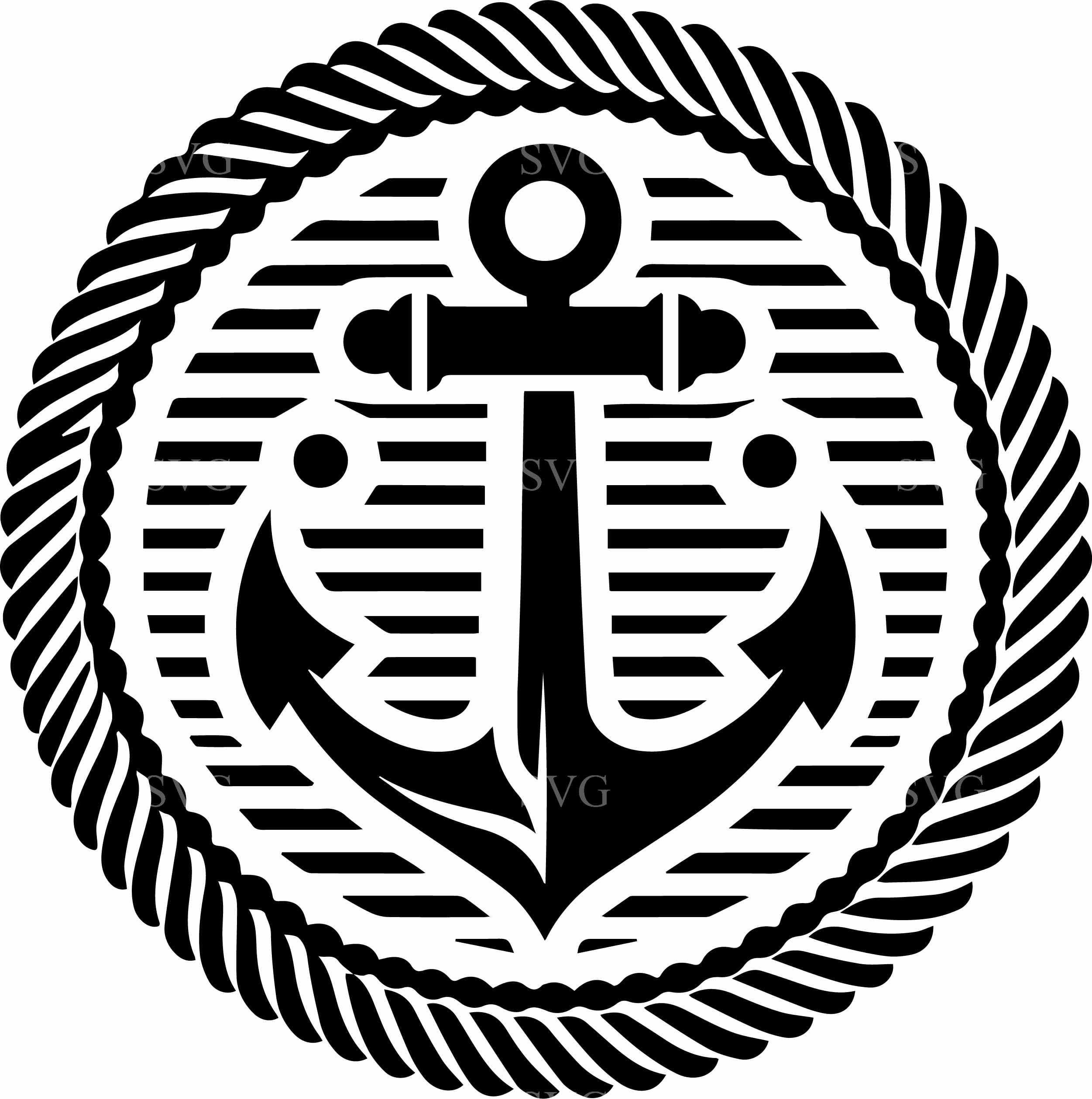 Nautical Rope Signs 6 Anchor SVG Cut File, Nautical Rope Wreath Emblem, Maritime Monogram ...