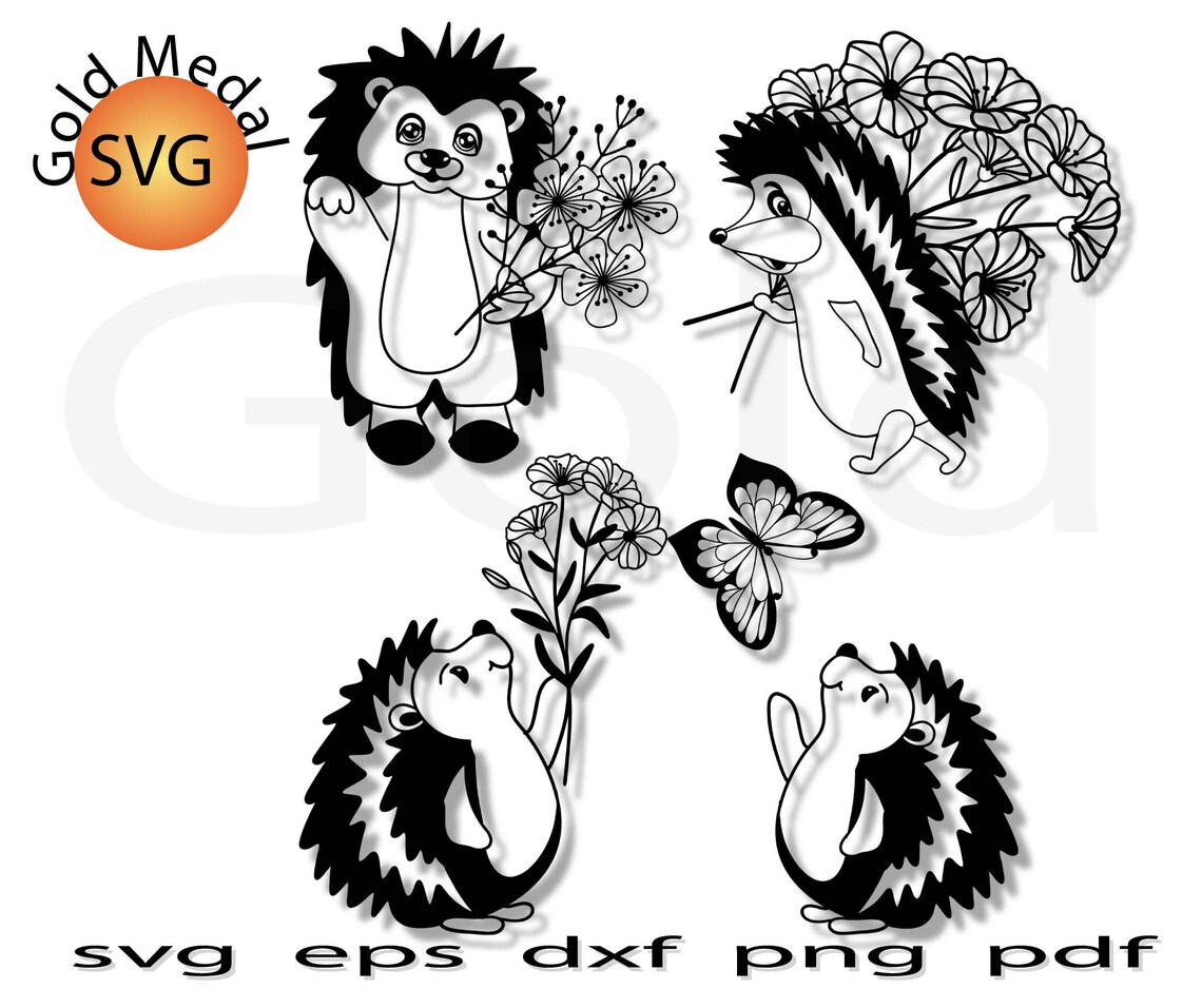 Download Valentine bundle hedgehog svg floral baby woodland flower ...