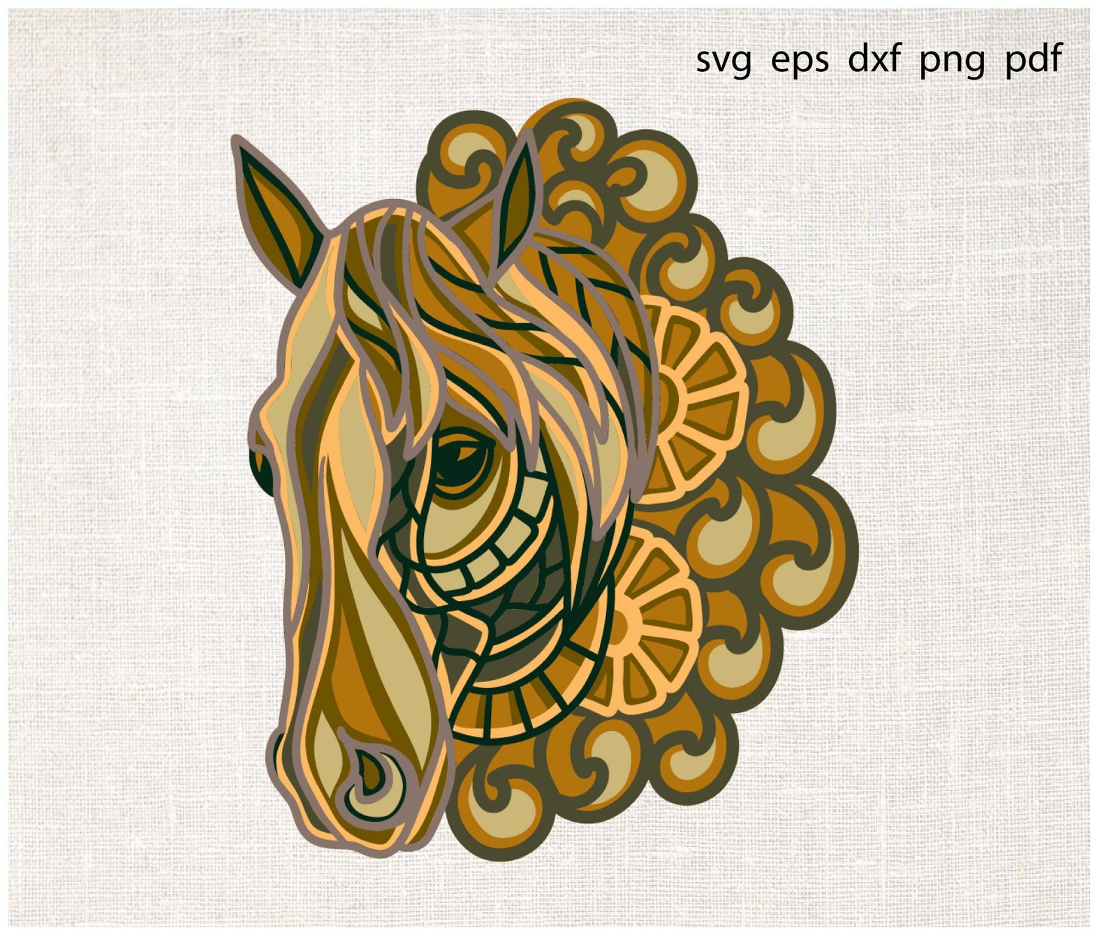 Download 3d horse svg animal mandala zentangle nursery room decor ...