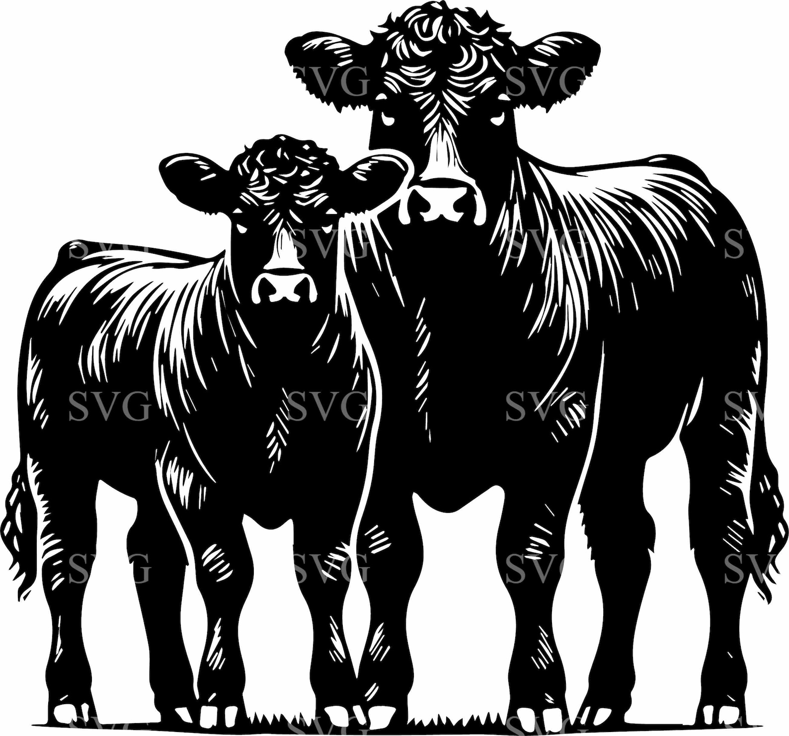 Angus Cow and Calf SVG, 5 Farm Animal Cut File, Rustic Livestock ...