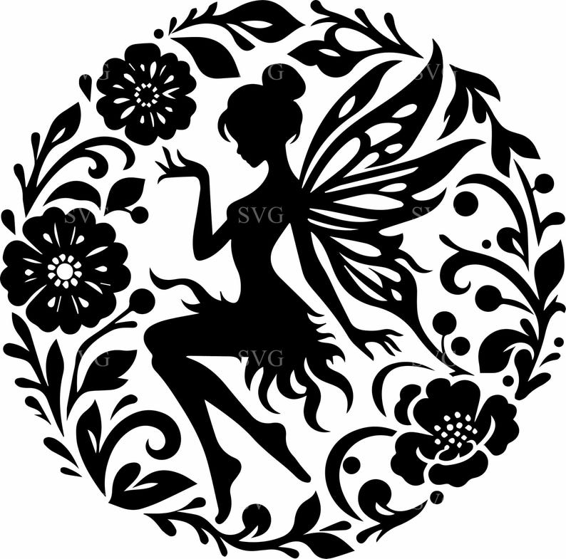 8 Fairy Circle SVG – Magical Fairy Silhouette Cut File for Cricut and ...