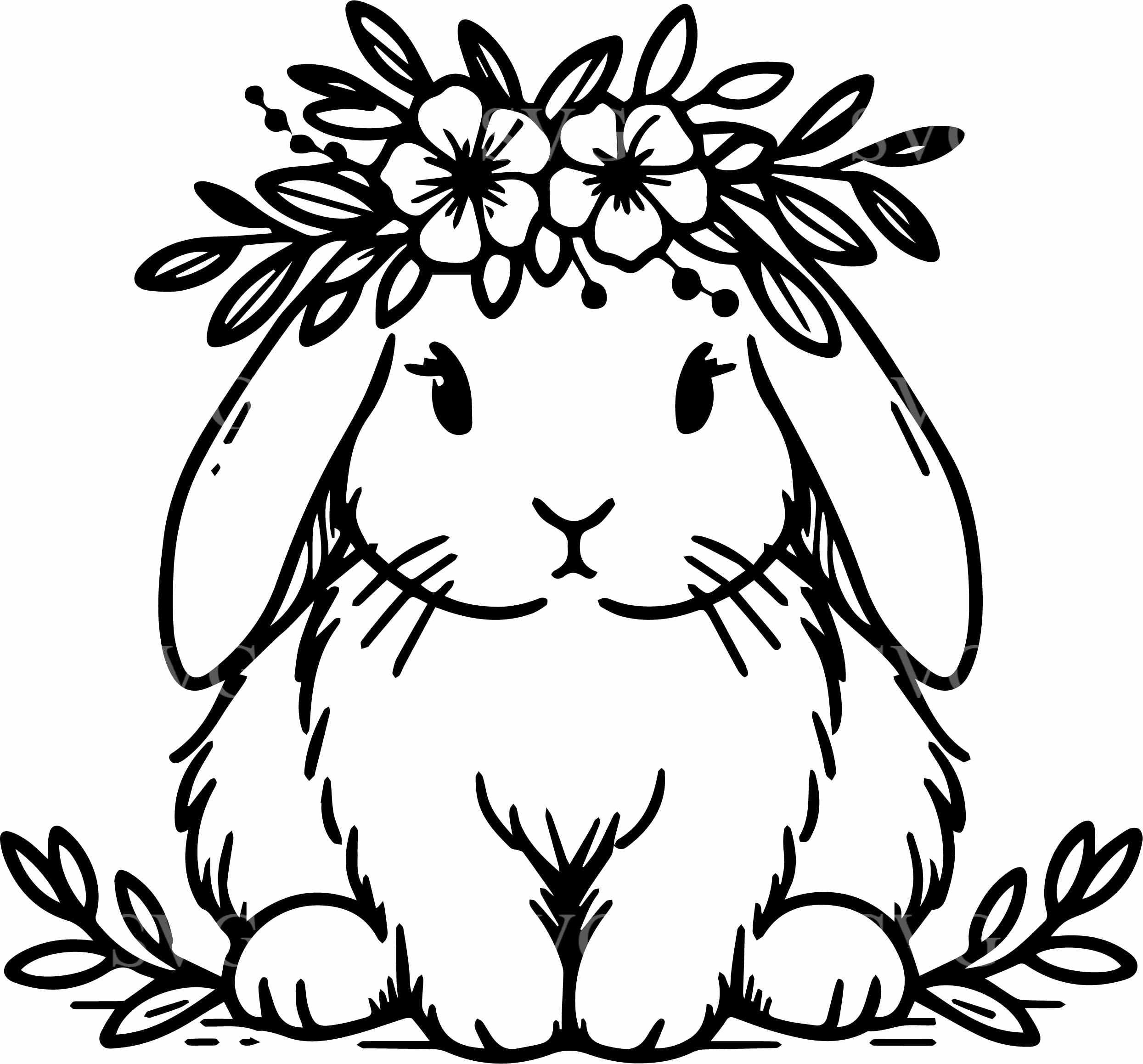 Floral Bunny SVG Cut File, 4 Cute Rabbit With Flower Crown, Spring ...