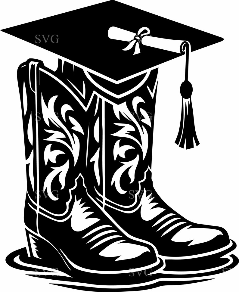 7 Graduation SVG Boots Cap Diploma Scholar Design Cut File School Gift ...