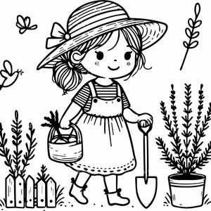 4 jardinage fille SVG, 4 mignon adorable jardin scène Silhouette fichier coupé, printemps ferme décoration SVG pour Cricut & Silhouette