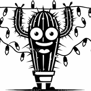 7 Weihnachtskaktus SVG, 7 Urlaub Kaktus Cut File, Festliche Kaktus Clipart, Nikolausmütze Kaktus, lustige Urlaub SVG, Cricut Design