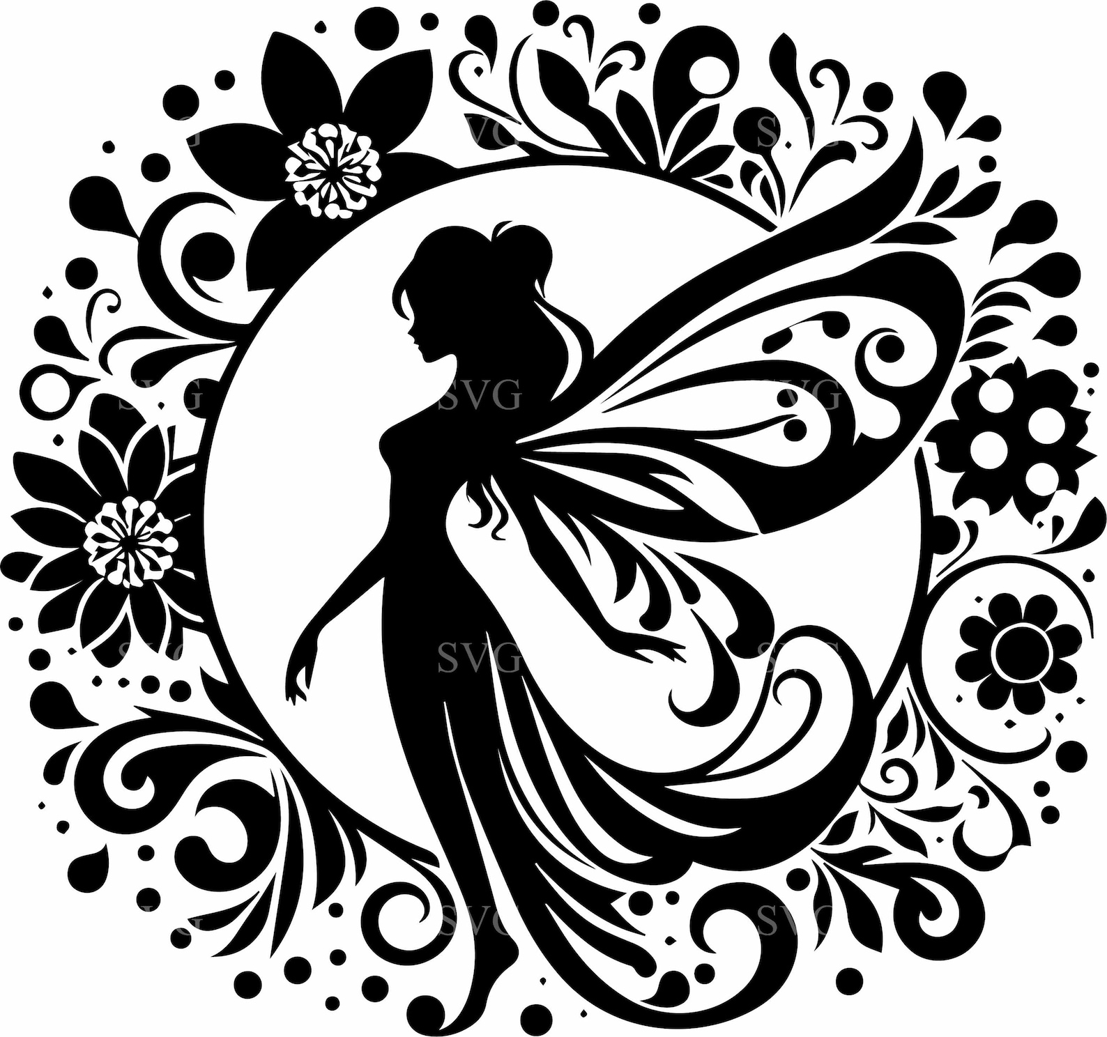 8 Fairy Circle SVG – Magical Fairy Silhouette Cut File for Cricut and ...