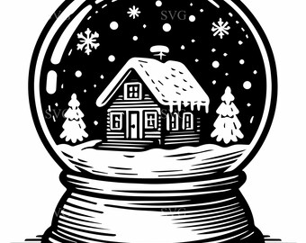 7 Christmas Snow Globe SVG – Winter House Cut File (Digital Download)