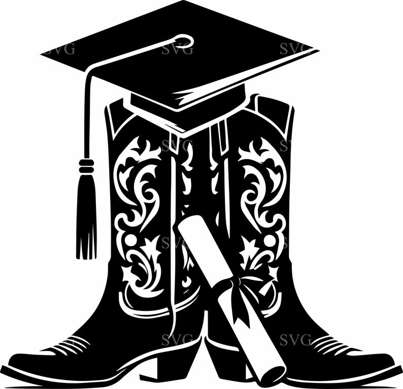 7 Graduation SVG Boots Cap Diploma Scholar Design Cut File School Gift ...