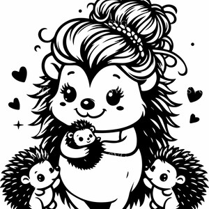 8 Mamá erizo y bebés SVG / Lindos animales clipart para Cricut