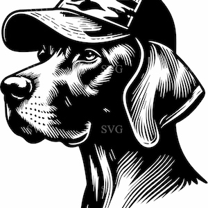 Cão de caça com boné SVG, arquivo de corte de silhueta de cão de 4 pontas, design de cão de caça SVG para Cricut e Silhouette