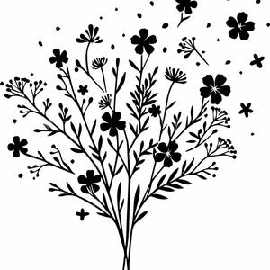 5 fiori selvatici di prato in formato SVG, 5 clipart di bouquet floreali rustici, arte botanica primaverile, design ispirato alla natura, file di taglio artigianale