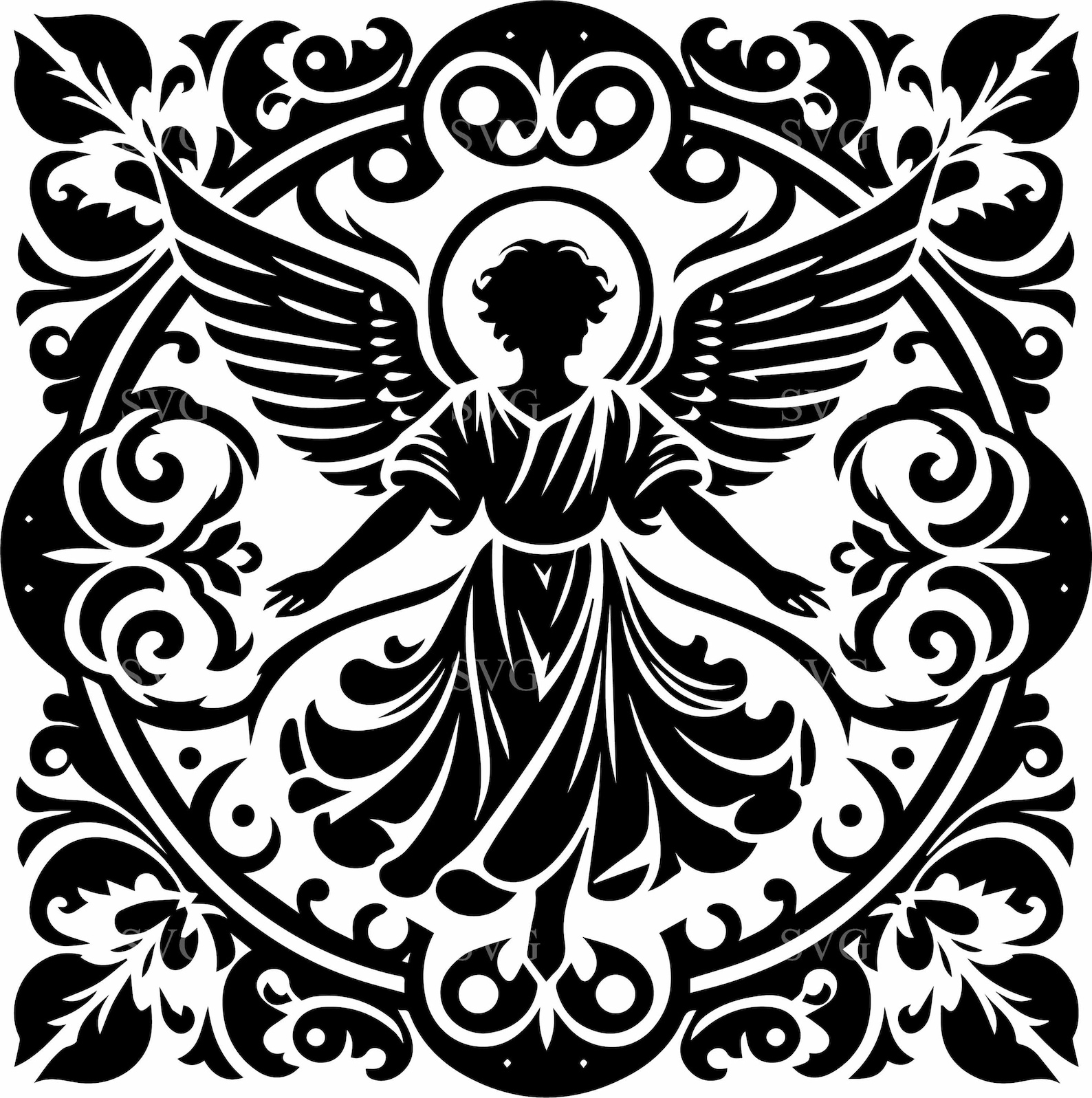 8 Winged Angel SVG – Sacred Angel Cut File – Spiritual Silhouette for ...