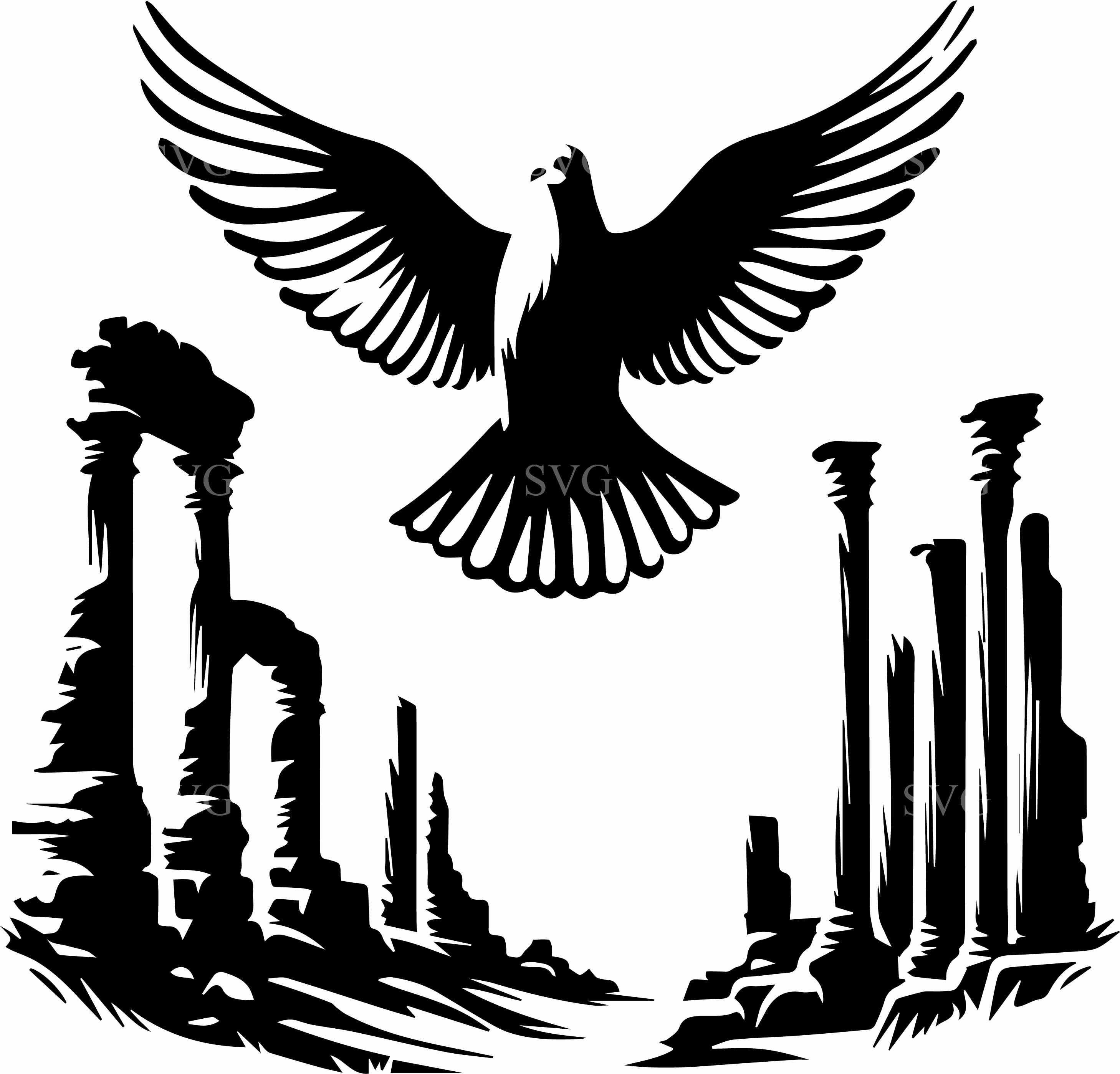 7 Ancient Ruins Dove – 7 Flying Bird SVG – Cricut Cut File for Peace Symbol  Art, Spiritual Decor, Tattoo Design, Religious Crafting - Etsy, image size:2917x2797