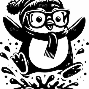 6 archivos SVG de pingüinos geniales, 6 imágenes prediseñadas SVG de pingüinos divertidos, imágenes SVG de pingüinos de verano, imágenes SVG de pingüinos lindos para Cricut y Silhouette