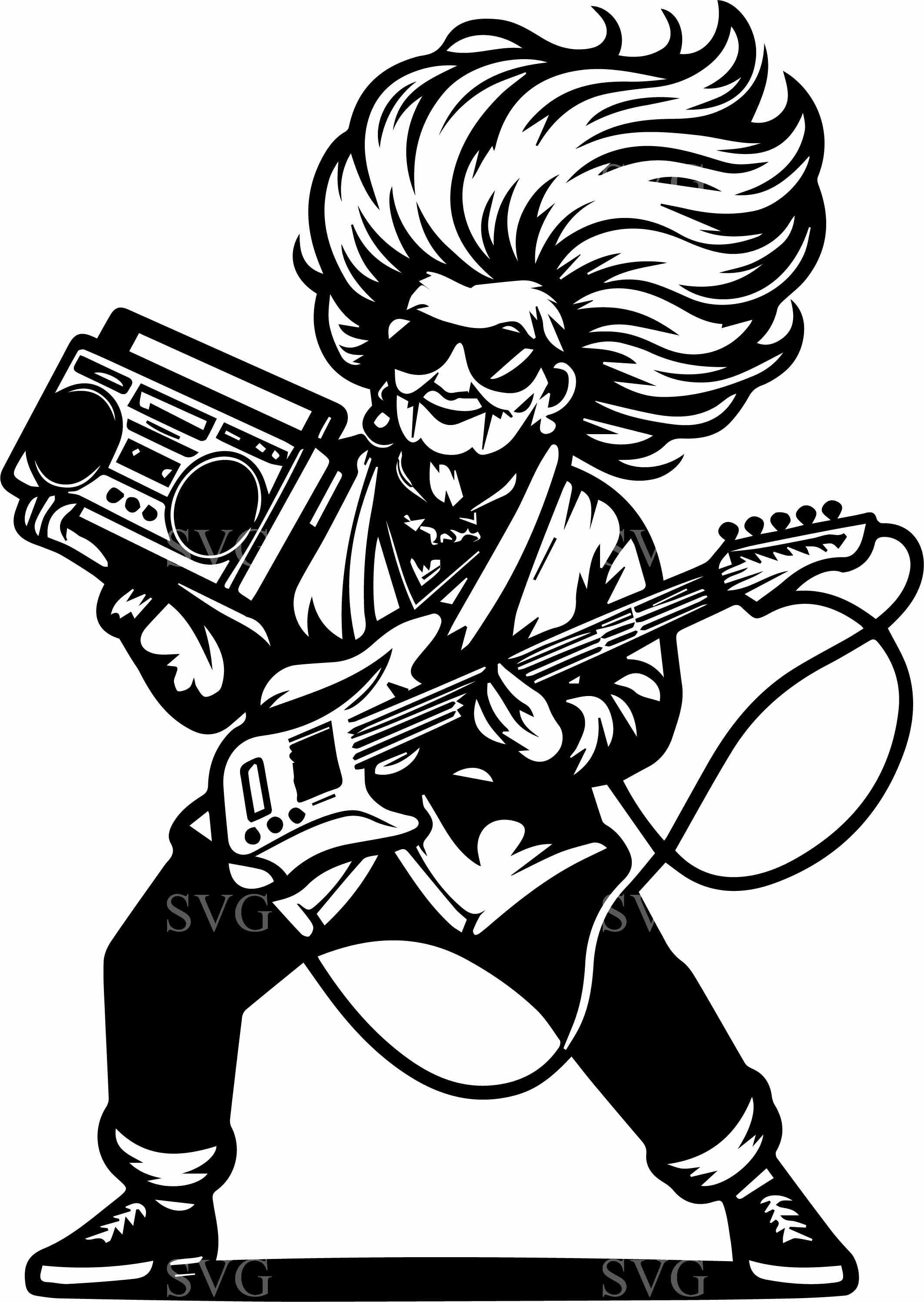 5 Rocking Grandma SVG Cut File - Cool Granny With Boombox Vector for ...