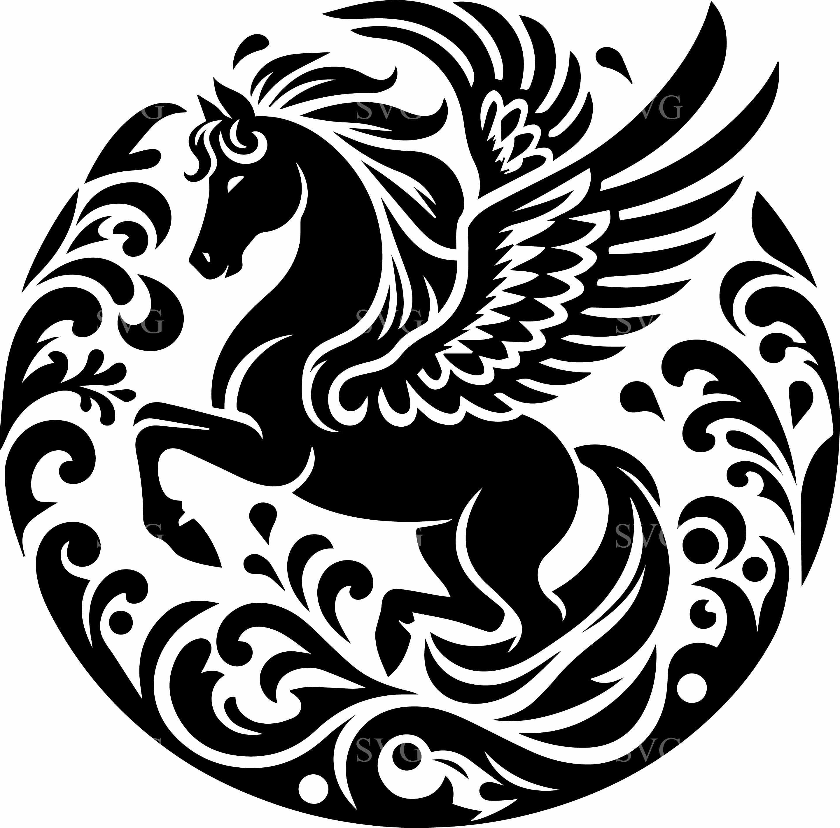 8 Pegasus SVG – Fantasy Winged Horse Cut File for Cricut and Laser ...