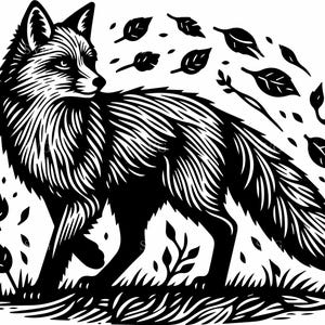 5 tourbillon de feuilles de forêt - 5 fichiers découpés SVG de renard - silhouette élégante d'animal des bois pour des enseignes rustiques, des travaux manuels d'automne, des projets laser et vinyle