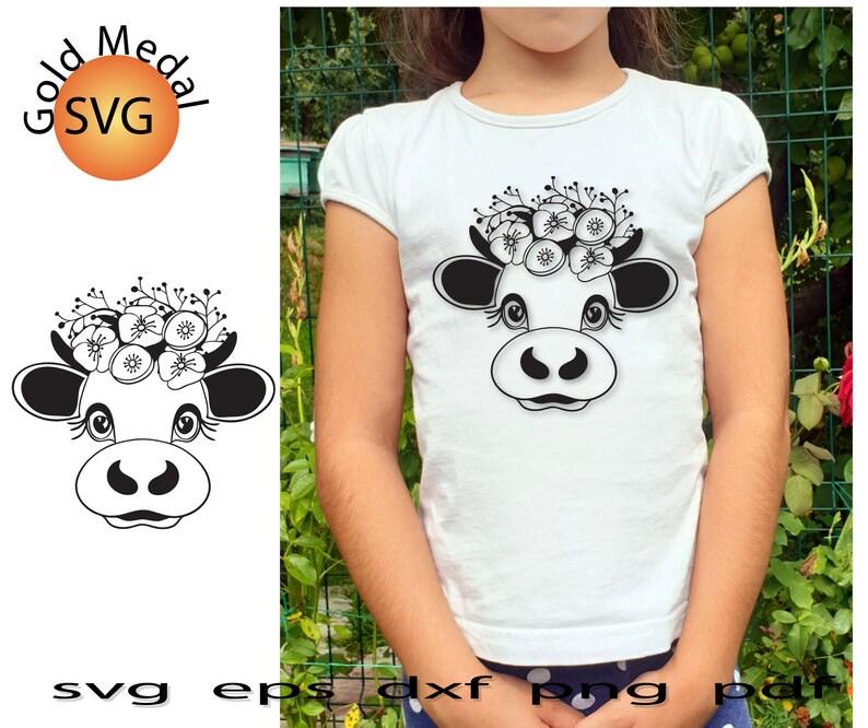 Download Heifer face svg floral baby peeking cow flower head shirt ...
