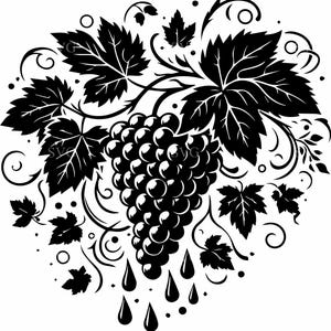 7 Grapevine cluster SVG – 7 Grape bunch cut file – Vineyard fruit silhouette for Cricut crafts, wine decor, rustic kitchen art