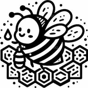 4 Kawaii Bee SVG, 4 Happy Honey Bee met honingraat gesneden bestand, perfect voor de Cricut en Silhouette zomer ambachtelijke projecten