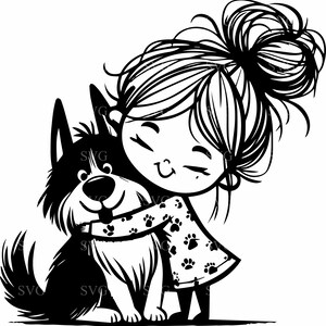 8 Puppy Girl SVG / Silhouette carina di bambino e cane / File di taglio Pet Love per Cricut e taglio laser