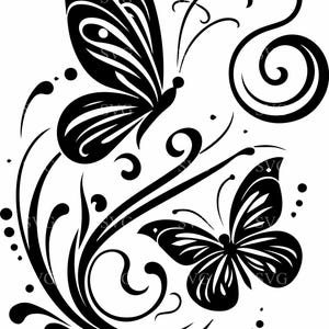 5 elegante Schmetterling SVG, 5 verzierte Swirl Cut-Datei, dekorativer Schmetterling Design für Cricut & Silhouette