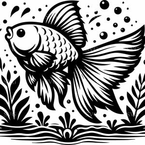 Poisson rouge fluide SVG - 4 cliparts poissons élégants pour créations artisanales, décalcomanies et créations sur le thème aquatique