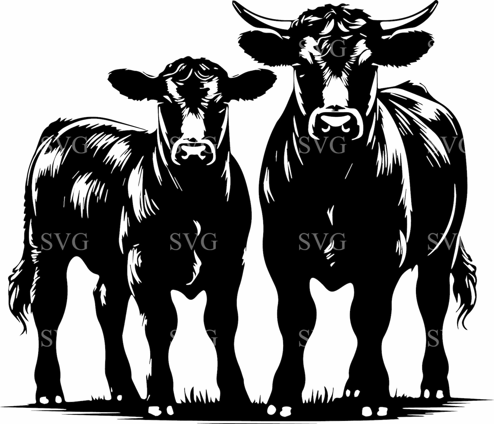 Angus Cow and Calf SVG, 5 Farm Animal Cut File, Rustic Livestock ...