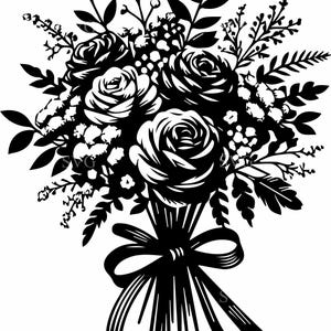 6 Bouquet de fleurs sauvages SVG, 6 Clipart arrangement floral rustique, lot de fleurs romantiques, décoration de mariage, fichier de coupe artisanal