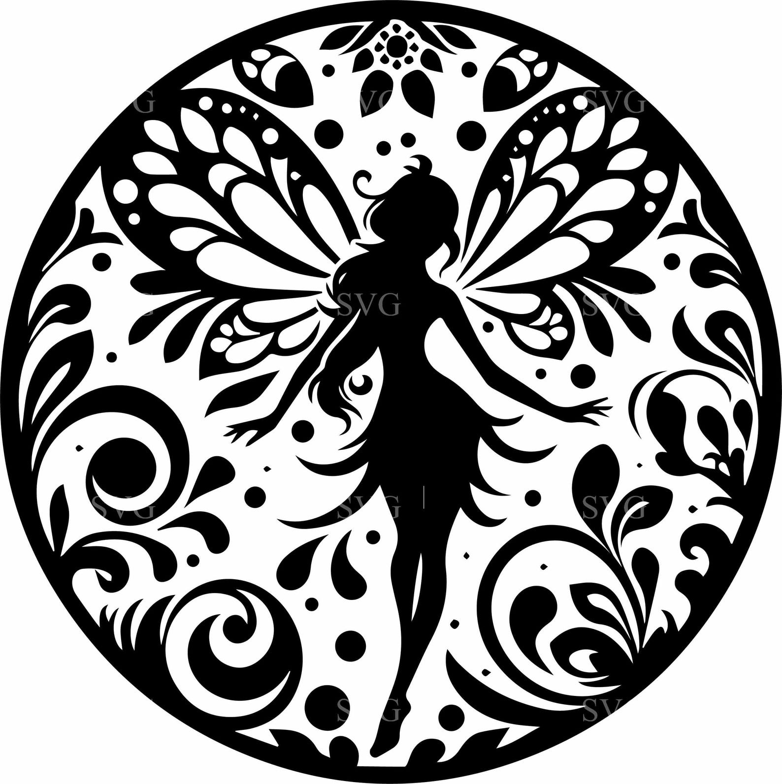 8 Fairy Circle SVG – Magical Fairy Silhouette Cut File for Cricut and ...